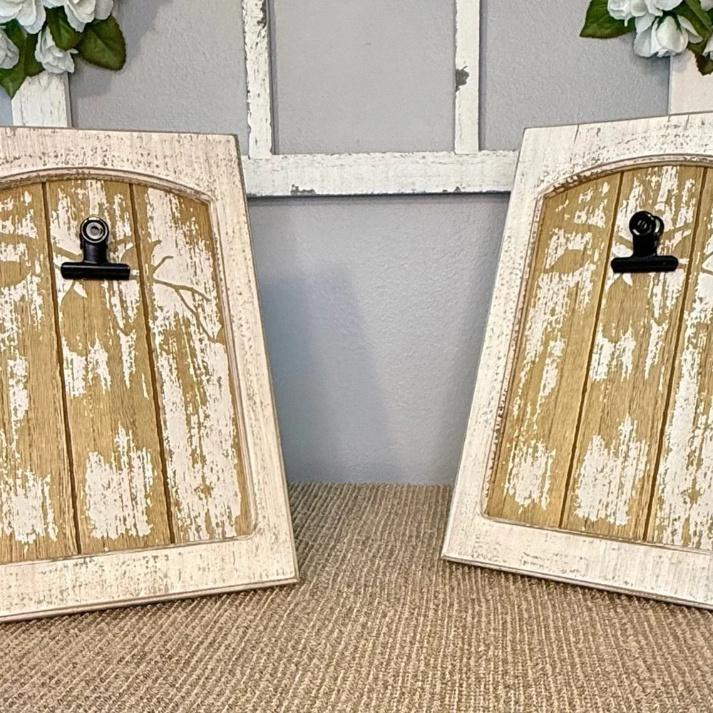🌸Hobby Lobby Distressed Cream and Tan Clip Frames📸